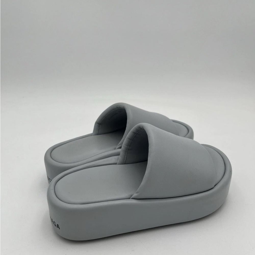 Balenciaga Leather Gray/light blue Platform Sandals
